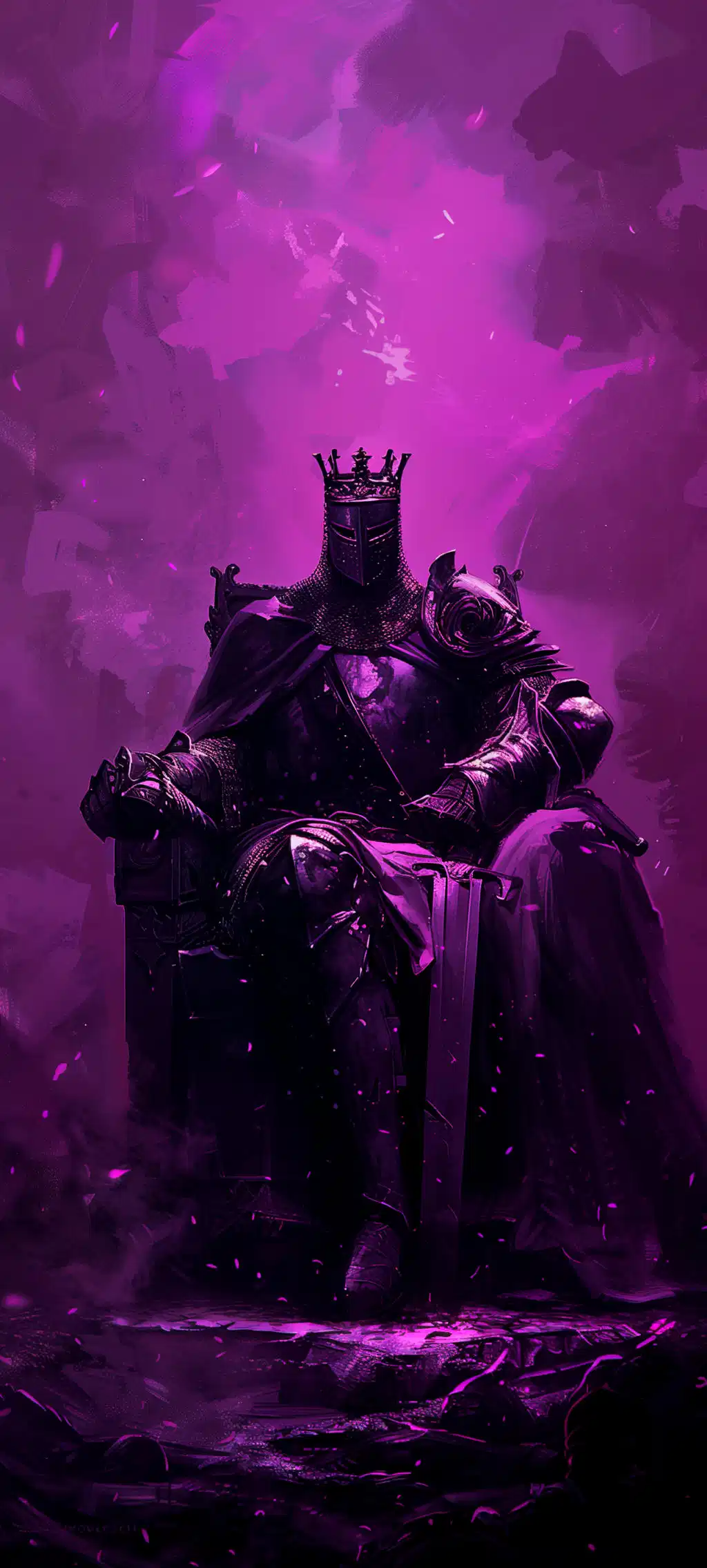 Neon Purple warrior Silhouette Wallpaper